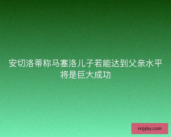安切洛蒂称马塞洛儿子若能达到父亲水平将是巨大成功 安切洛蒂称马塞洛儿子若能达到父亲水平将是巨大成功